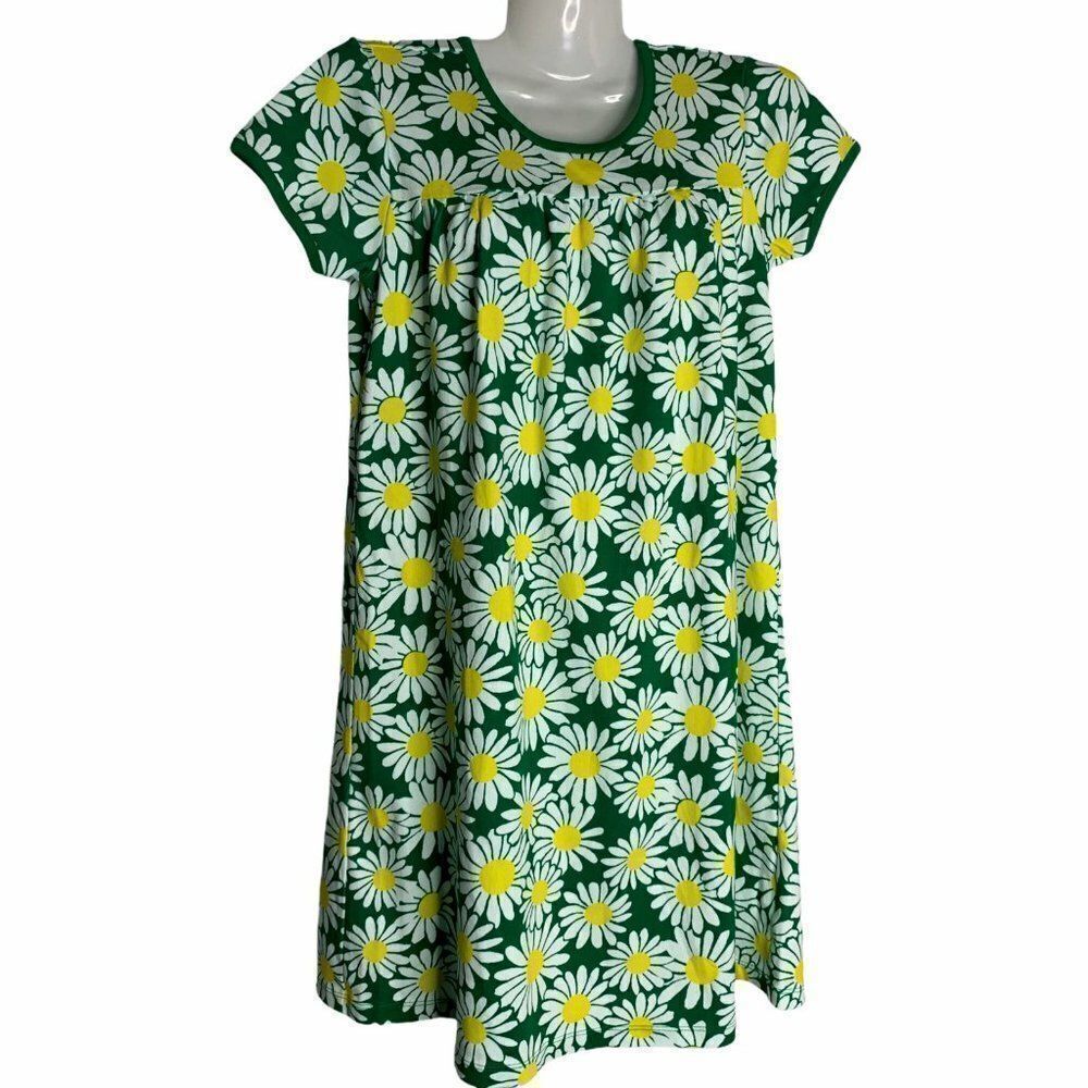 Hanna Andersson Floral Babydoll Dress 10 Green